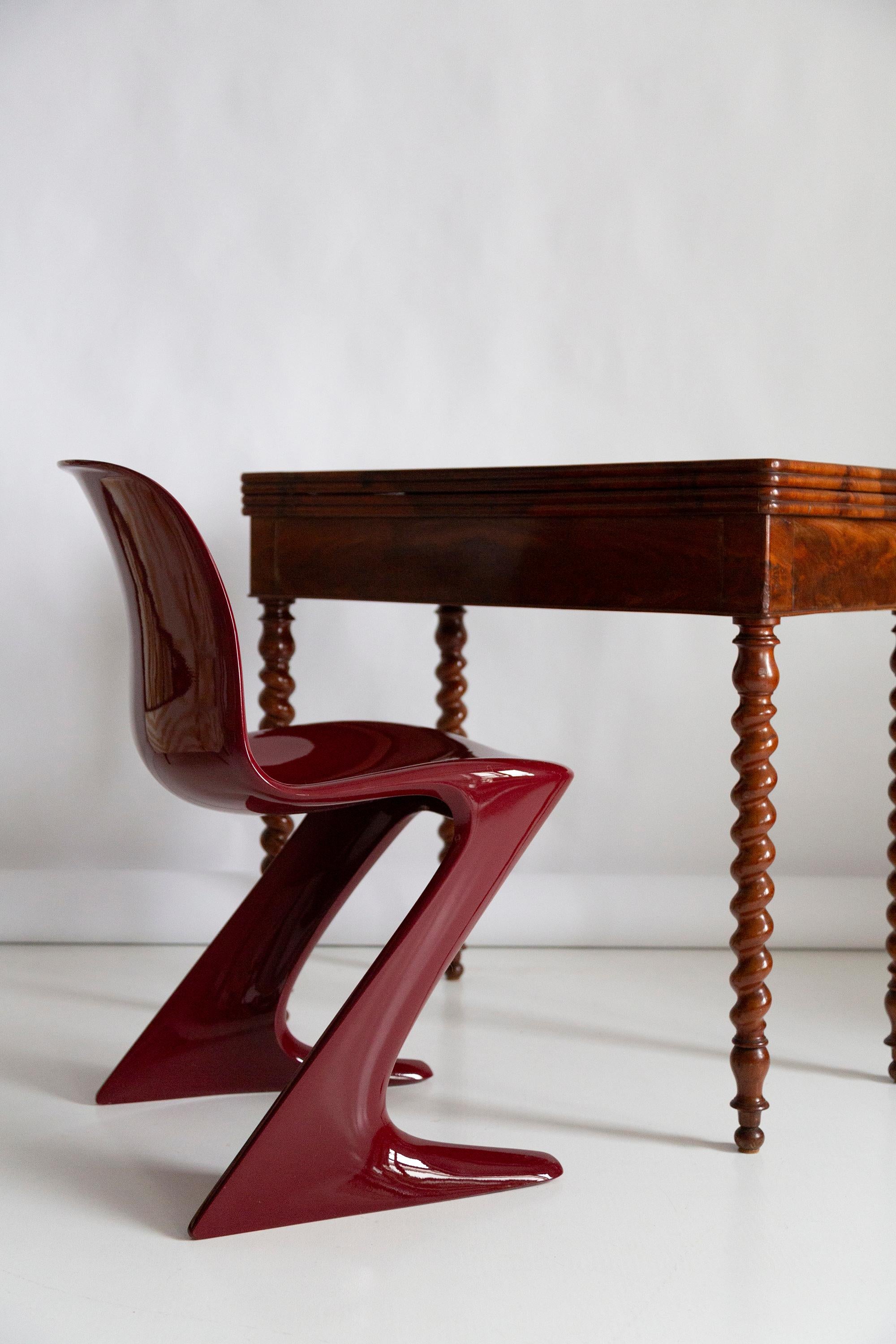 Pair of Dark Red Wine Kangaroo Chairs Designed by Ernst Moeckl, Germany, 1968 For Sale 7