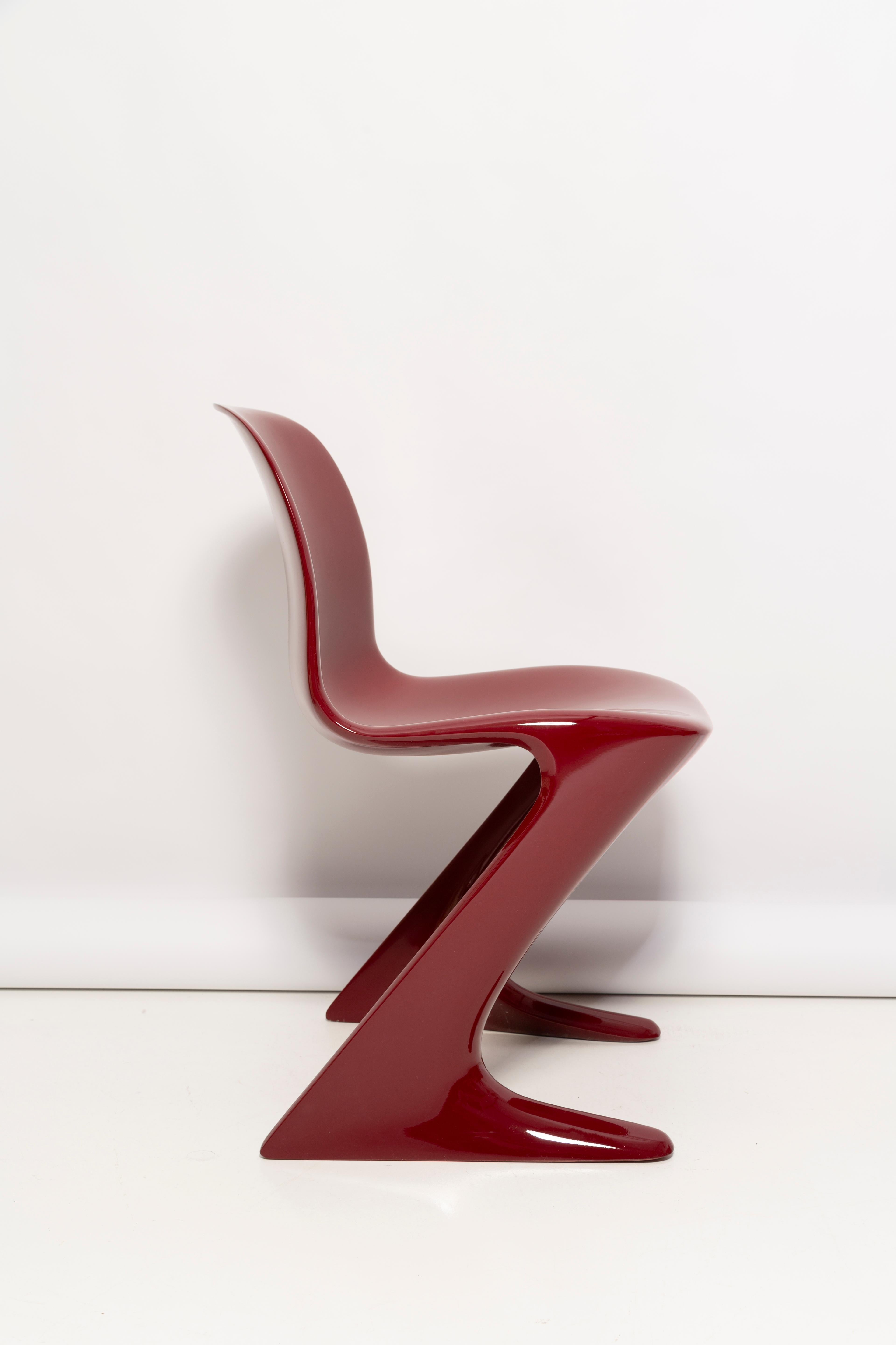 20th Century Pair of Dark Red Wine Kangaroo Chairs Designed by Ernst Moeckl, Germany, 1968 For Sale