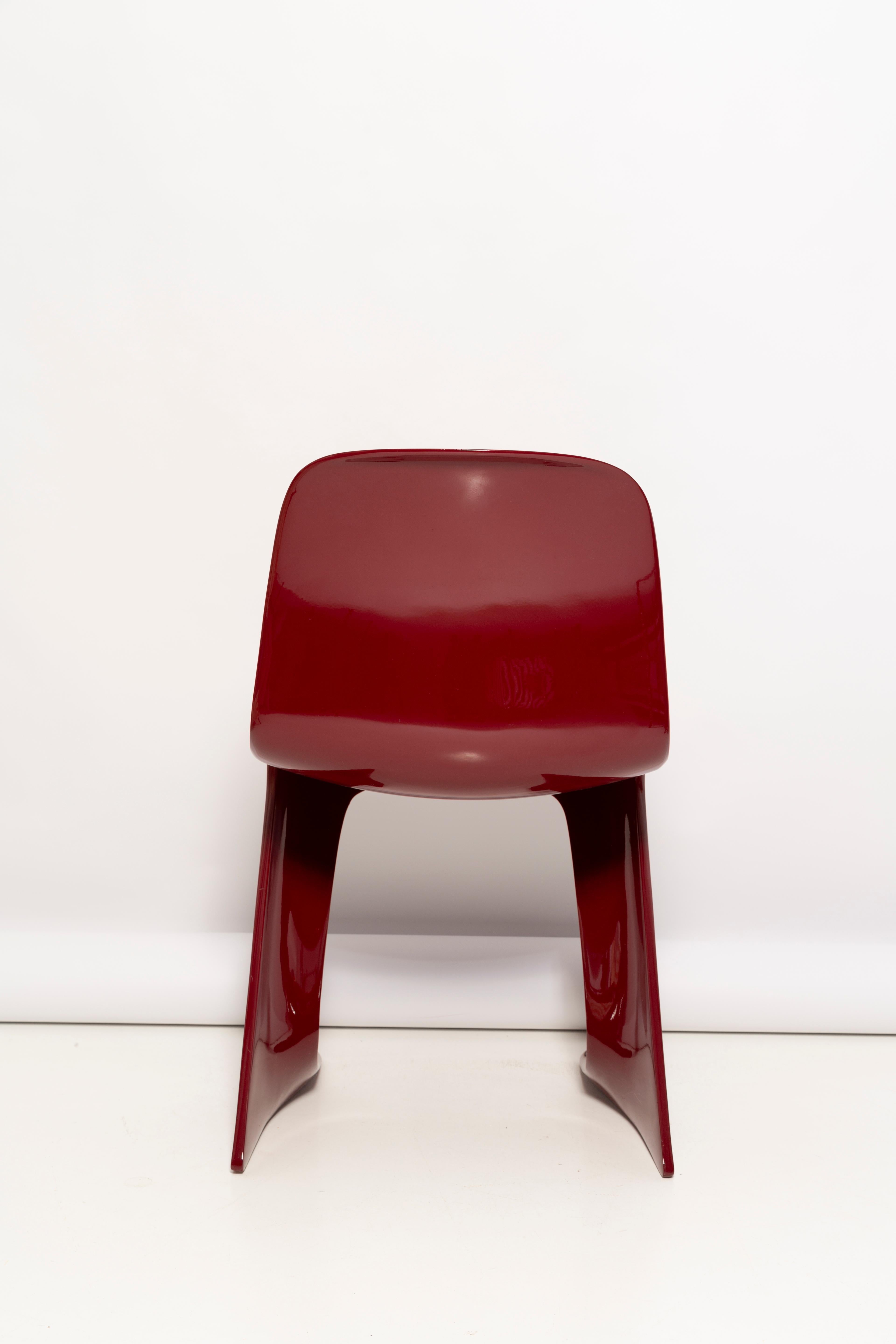 Pair of Dark Red Wine Kangaroo Chairs Designed by Ernst Moeckl, Germany, 1968 For Sale 1
