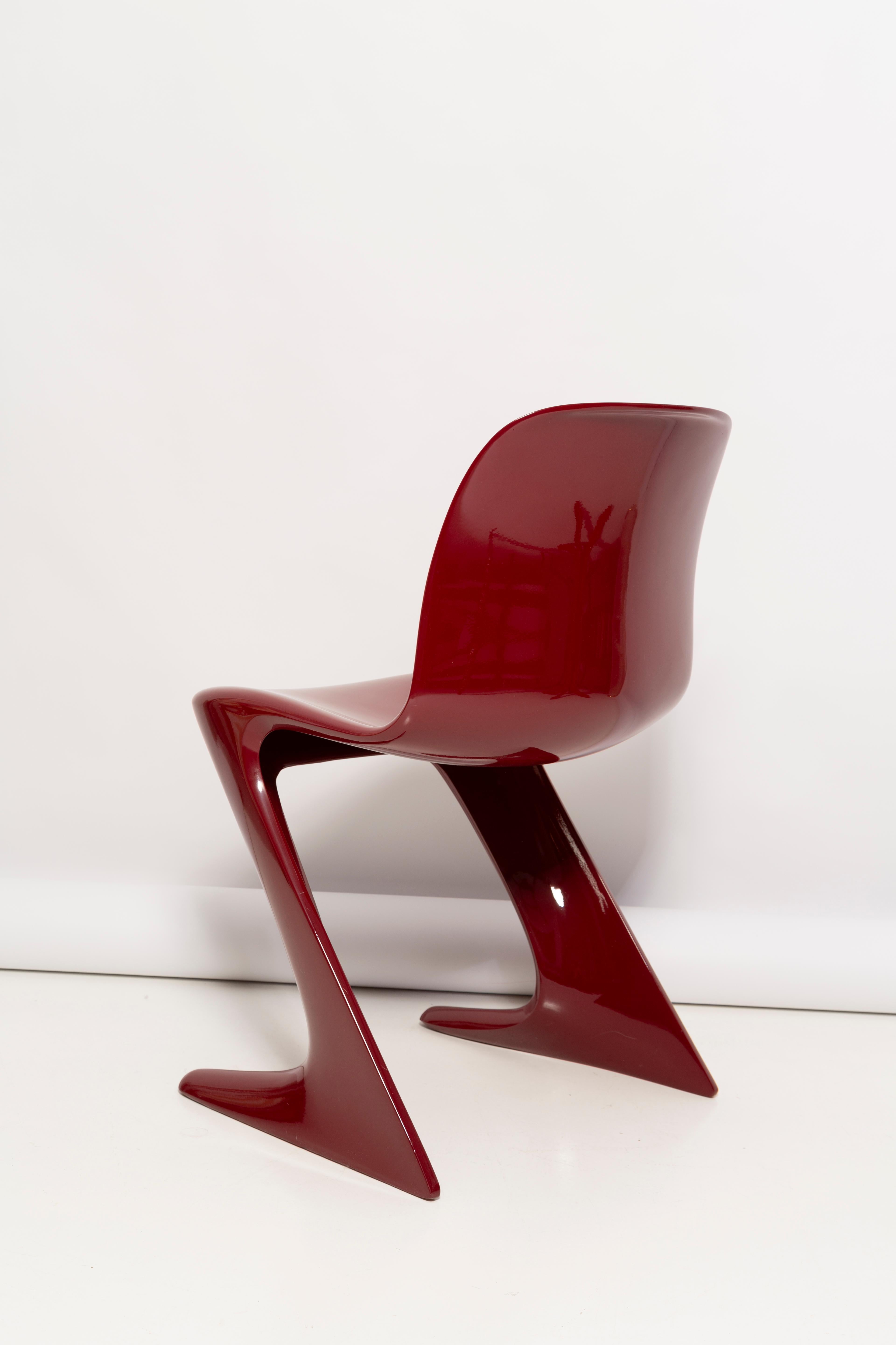 Pair of Dark Red Wine Kangaroo Chairs Designed by Ernst Moeckl, Germany, 1968 For Sale 2