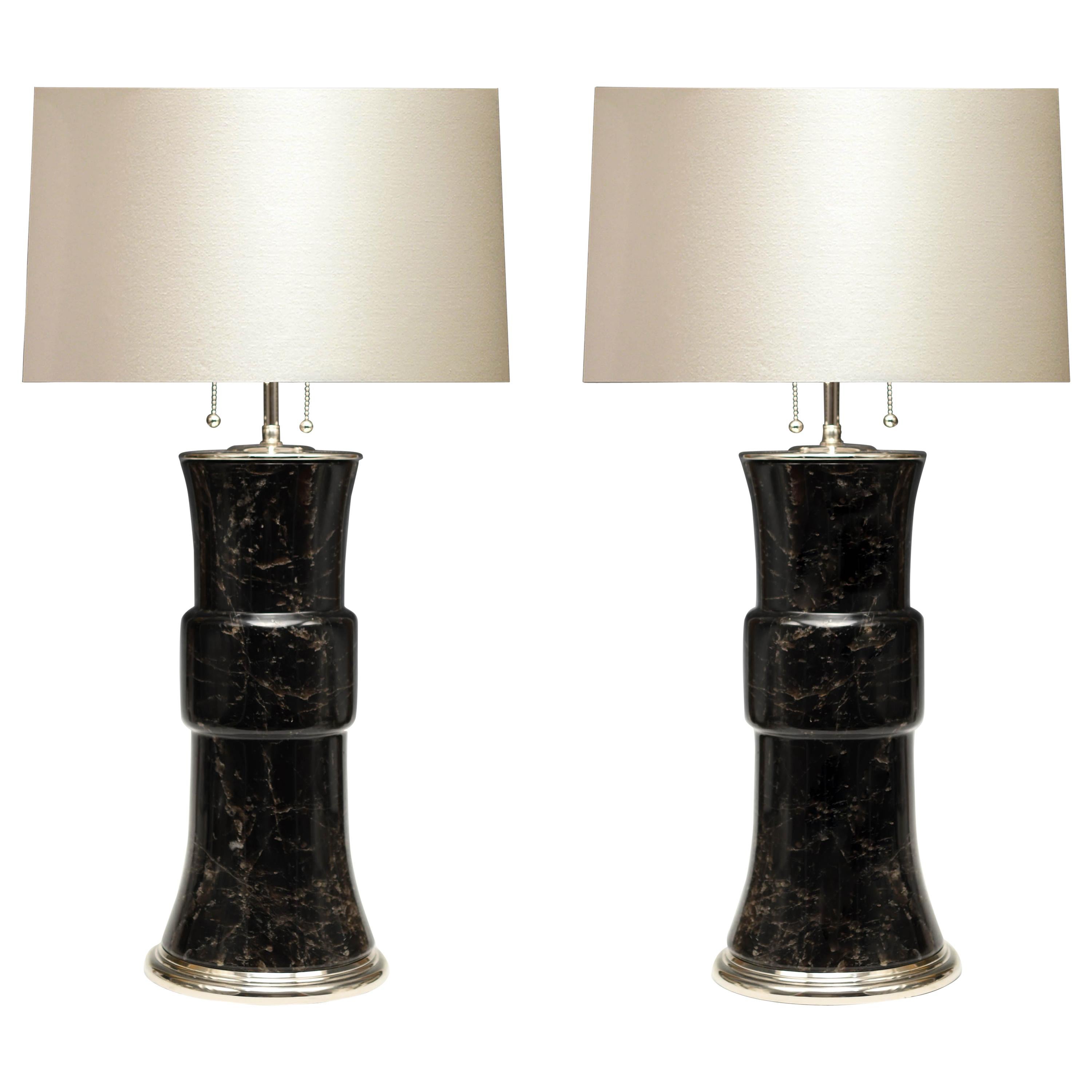 Pair of Dark Rock Crystal Lamps by Phoenix