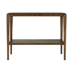 Pair of Dark Rustic Oak Two-Tier Side Tables