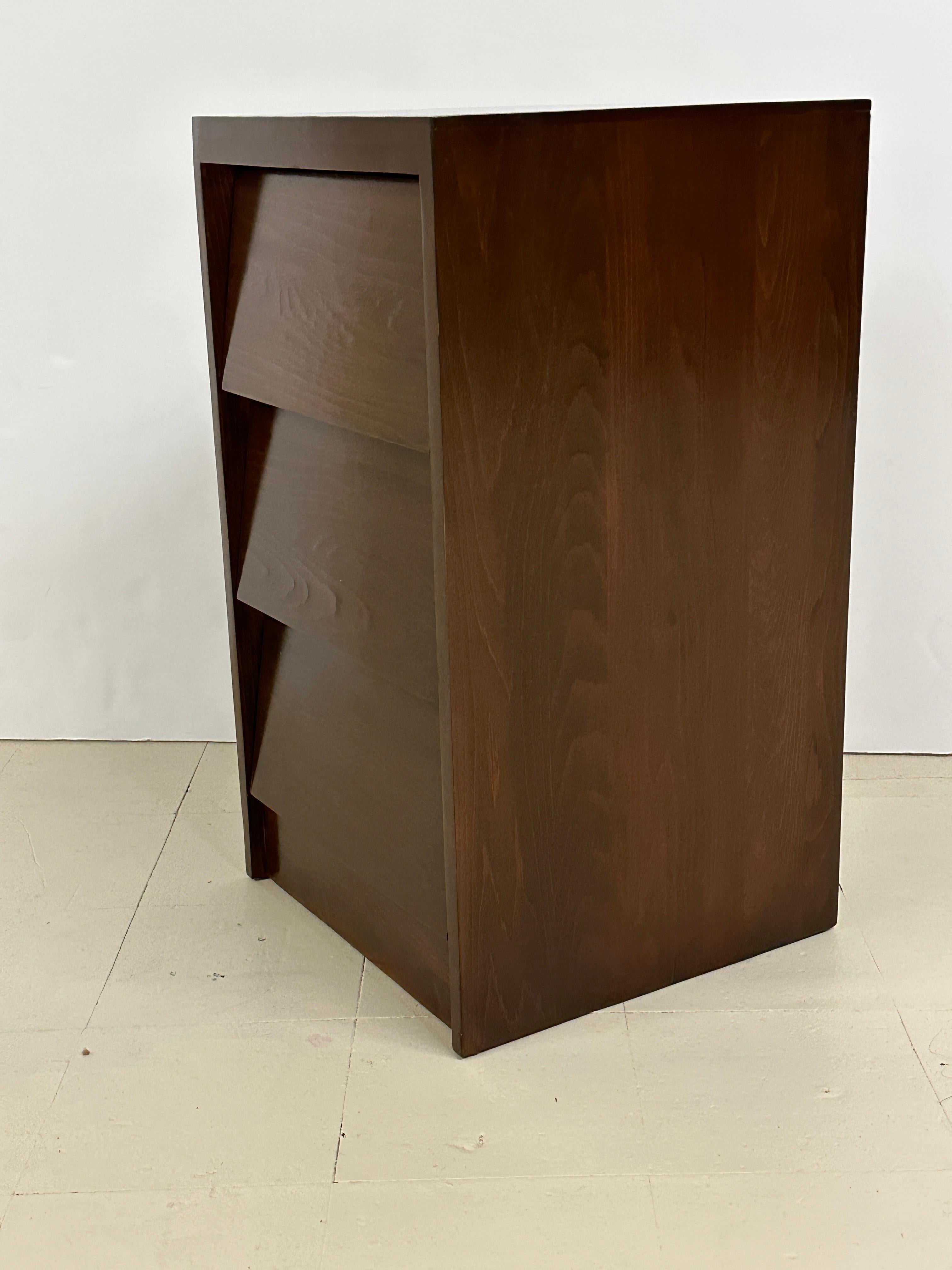 Mid-Century Modern Pair of Dark Stained Solid Birch Nightstands/Side Tables- 1950s  For Sale