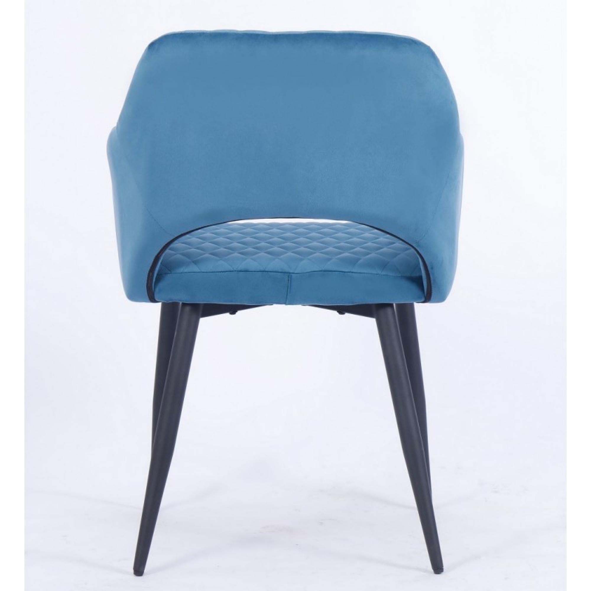Moderne Paire de fauteuils en métal tapissés de velours turquoise foncé, Neuf en vente