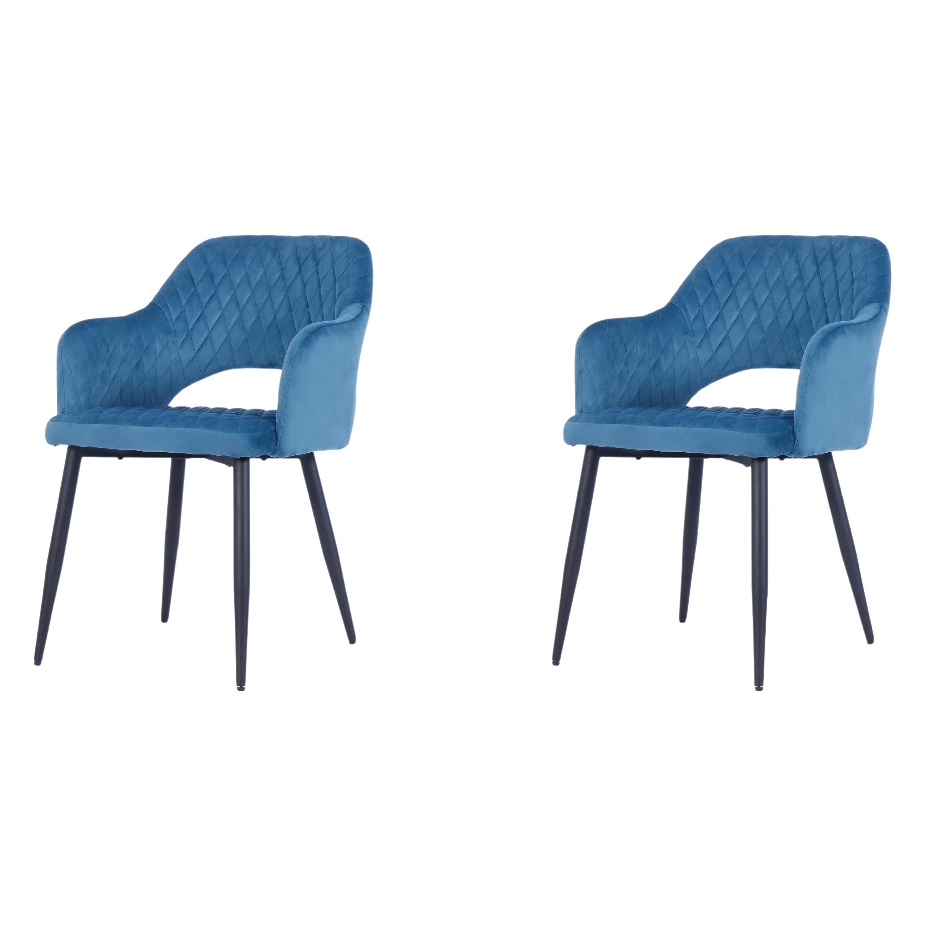 Paire de fauteuils en métal tapissés de velours turquoise foncé, Neuf