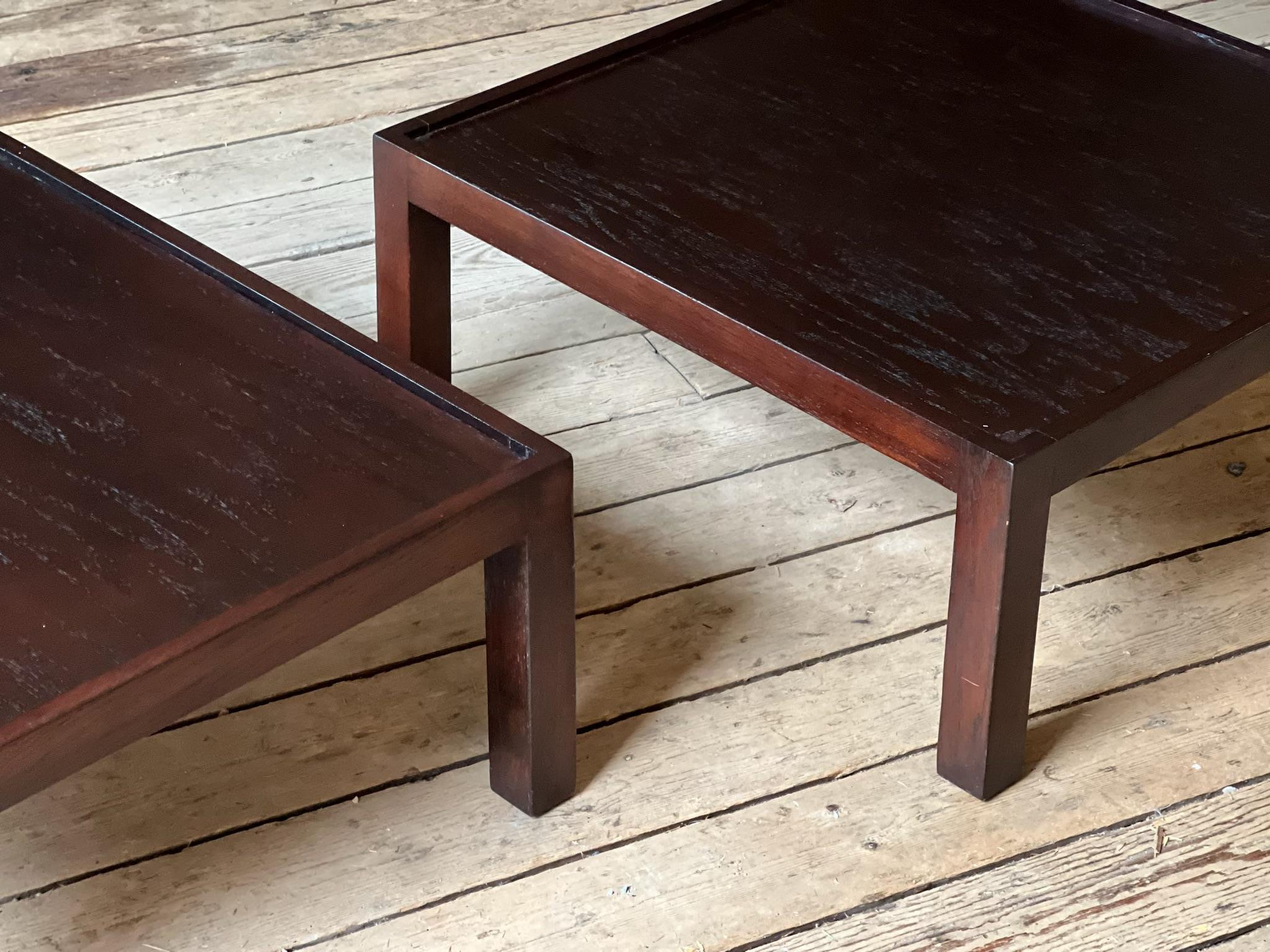 Upholstery Pair of Dark Walnut Ottoman's  For Sale