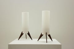 Paar Tischlampen aus dunklem Holz und Acryl mit Rakete von Luxus, Schweden, 1960er Jahre