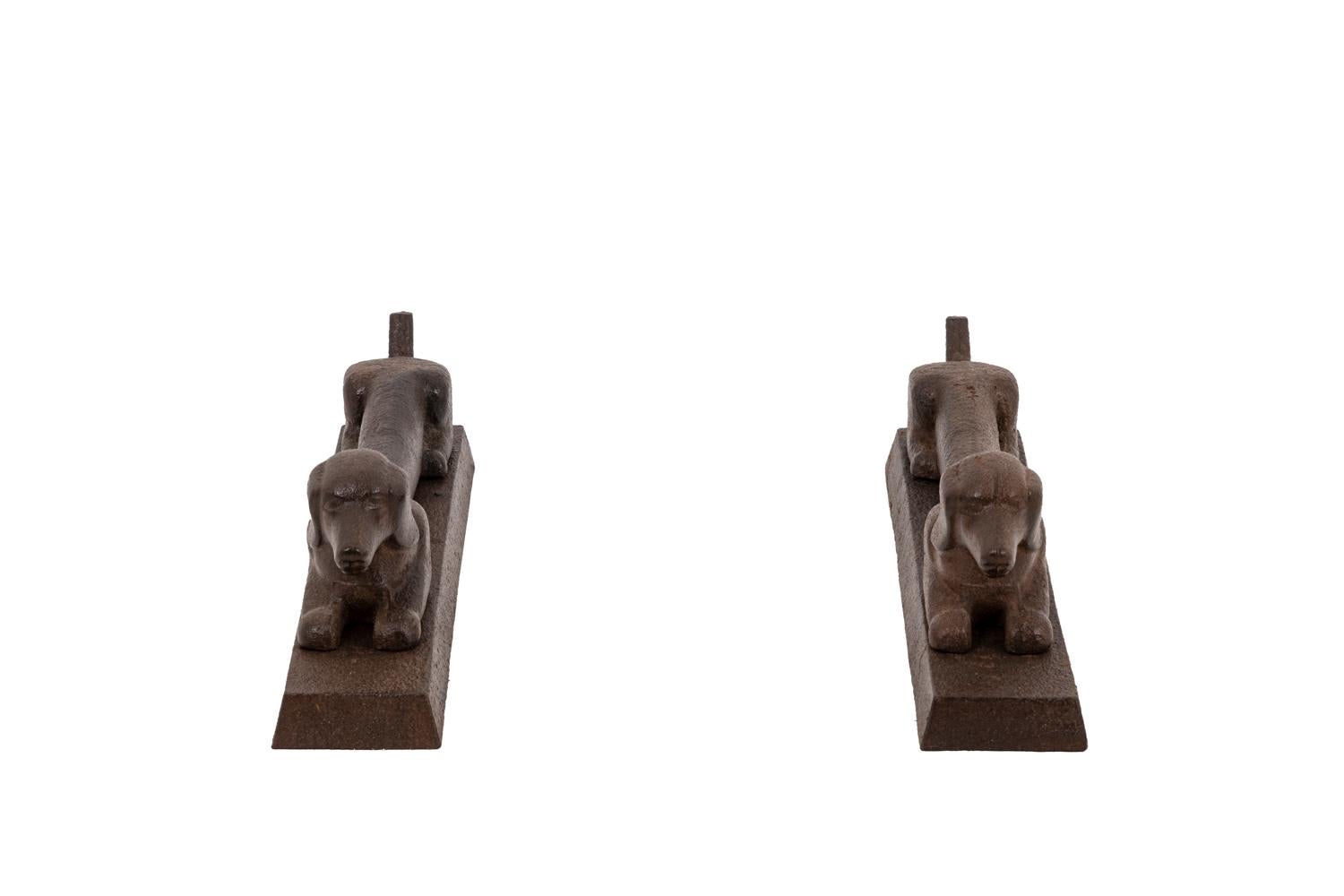 Pair of Dachshund-Shaped Firedogs in Cast-Iron, 1970s 5