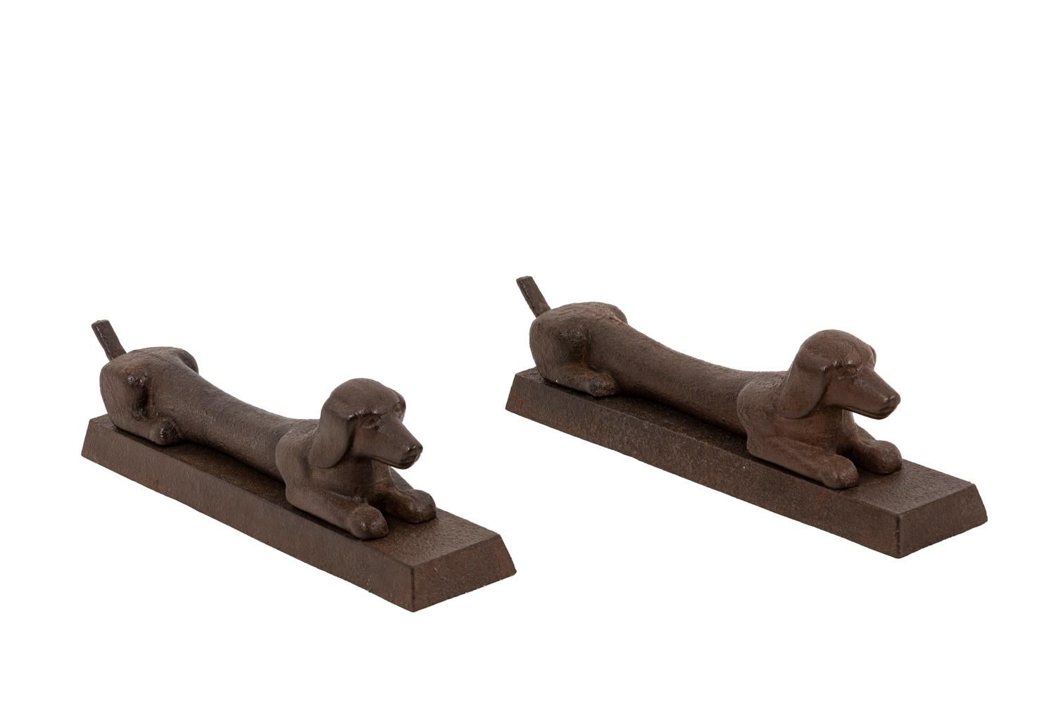Pair of Dachshund-Shaped Firedogs in Cast-Iron, 1970s 4