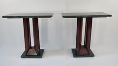 Pair of Dassi "verde alpi" Marble and Rosewood Console Tables, 1940