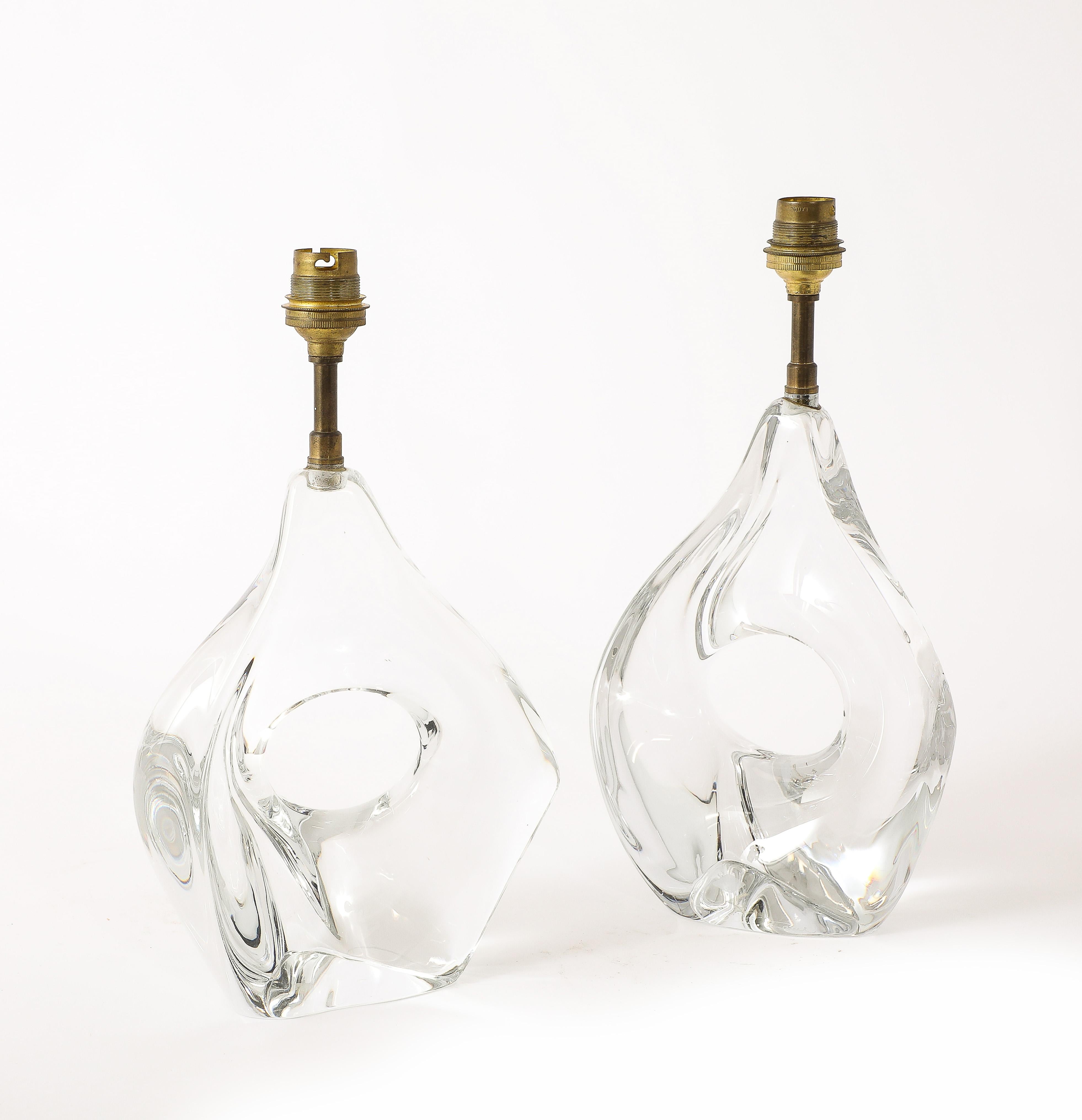 Paire de lampes Daum Crystal, France, années 1960 3