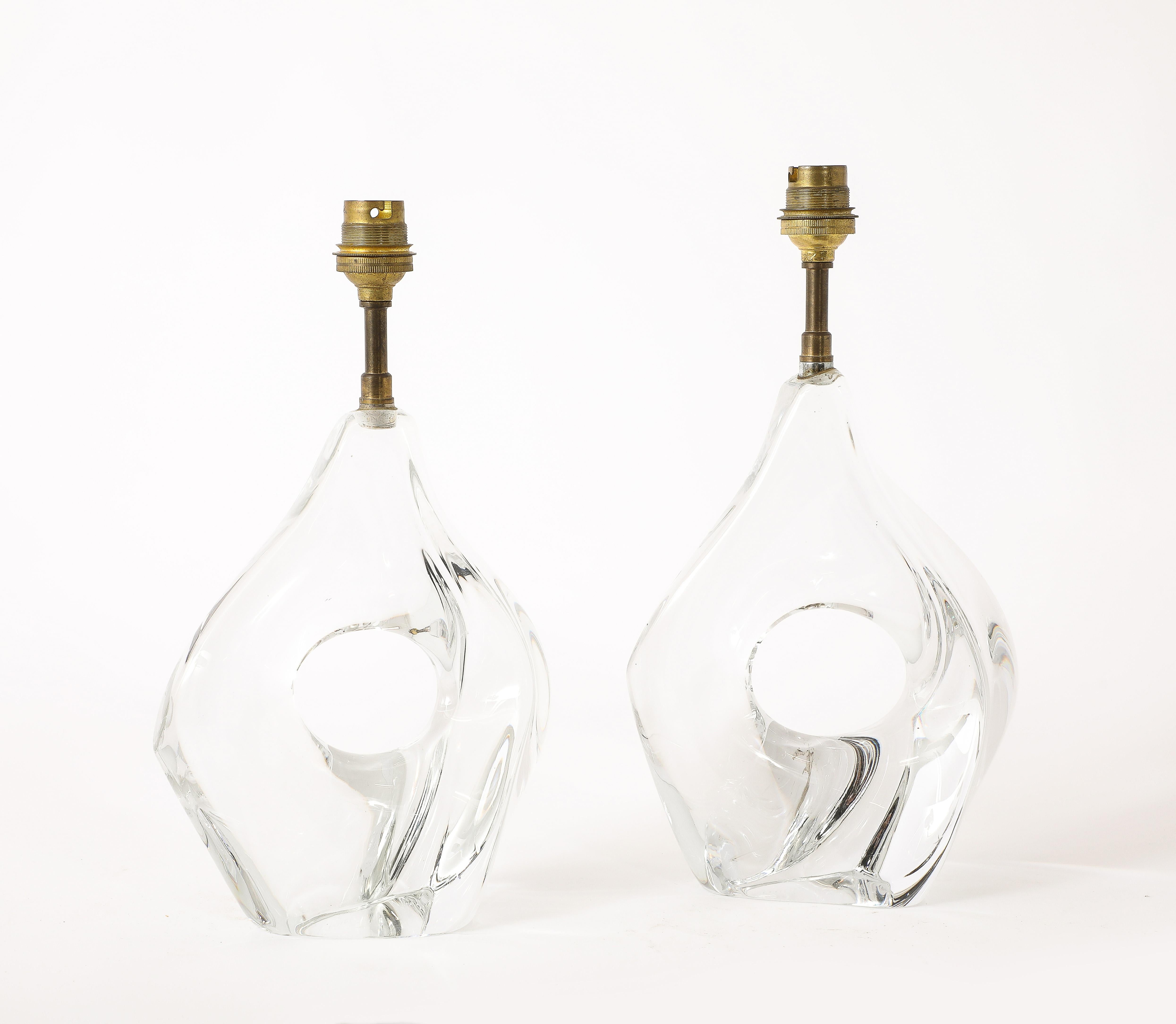 Paire de lampes Daum Crystal, France, années 1960 4