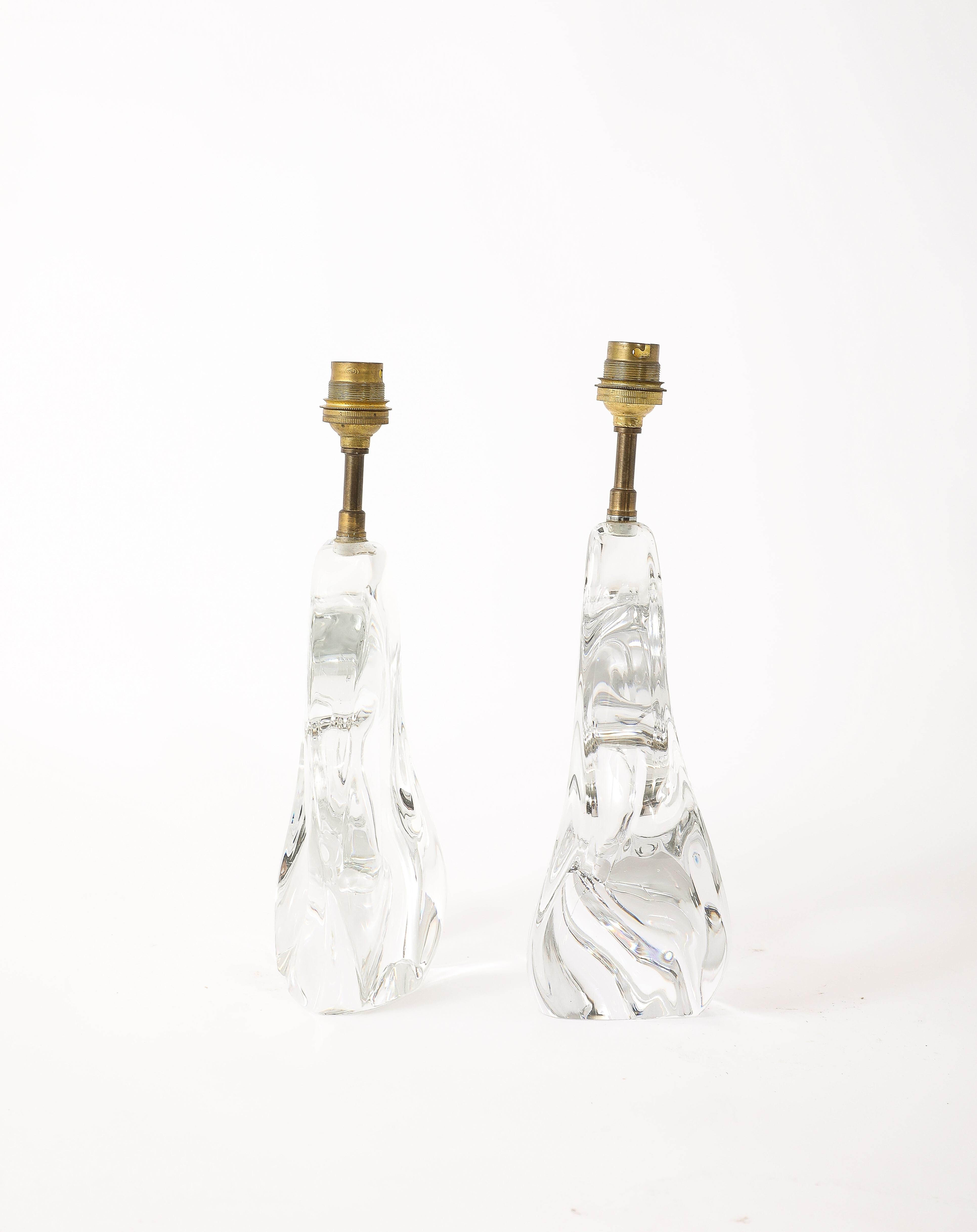 Moulage Paire de lampes Daum Crystal, France, années 1960