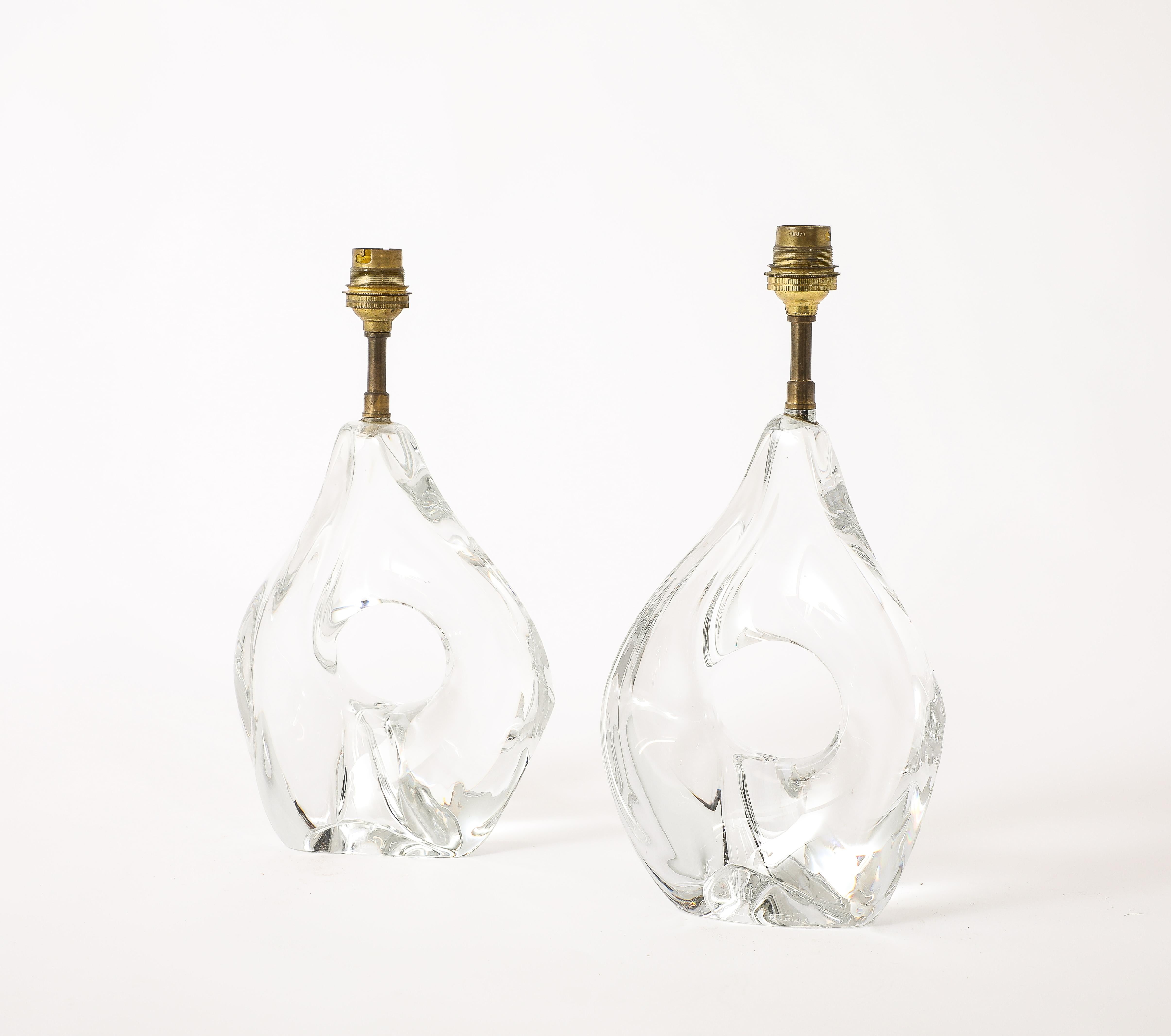 20ième siècle Paire de lampes Daum Crystal, France, années 1960