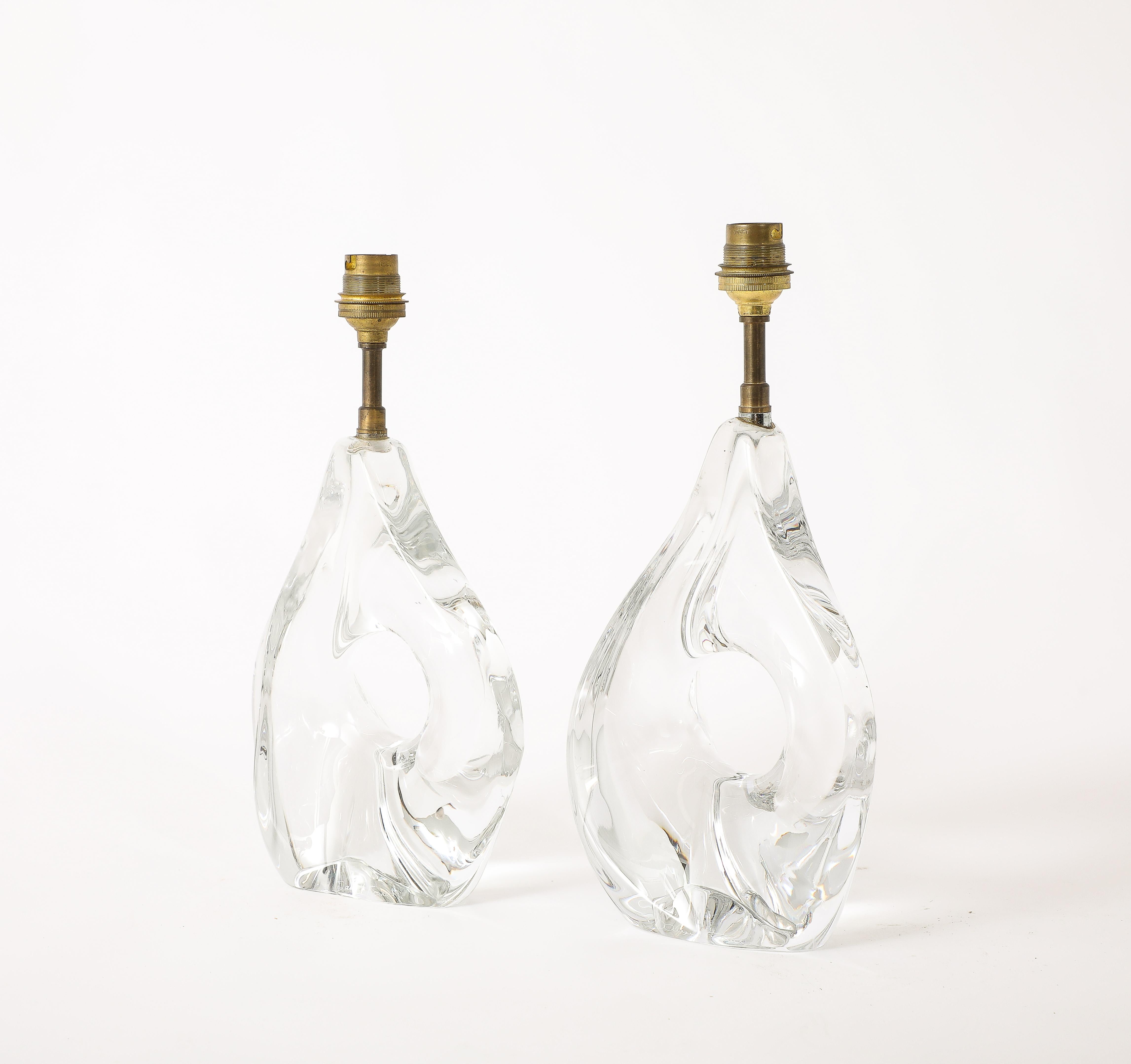 Cristal Paire de lampes Daum Crystal, France, années 1960