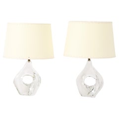 Pair of Daum Crystal Lamps, France 1960's