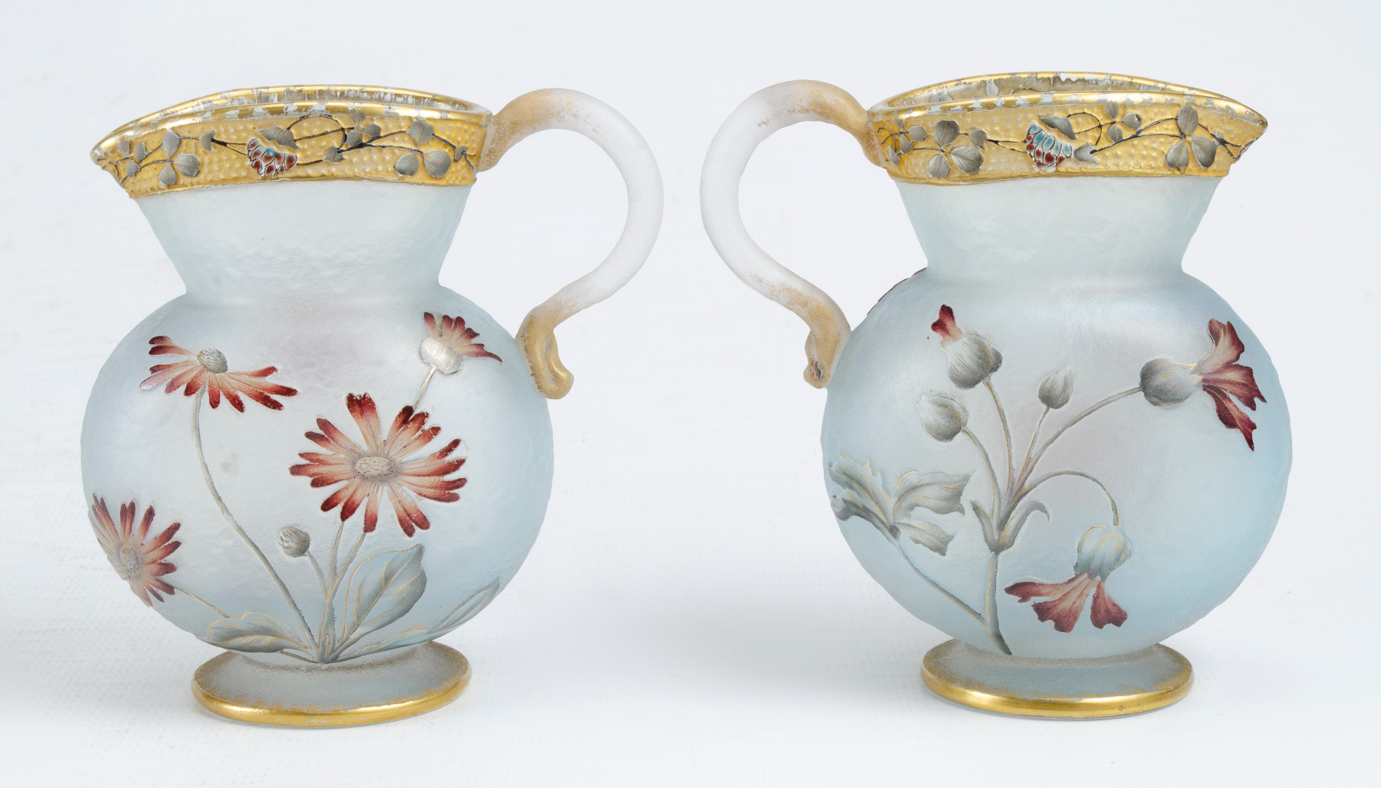 Art Nouveau Pair of Daum Nancy Miniture Jugs For Sale