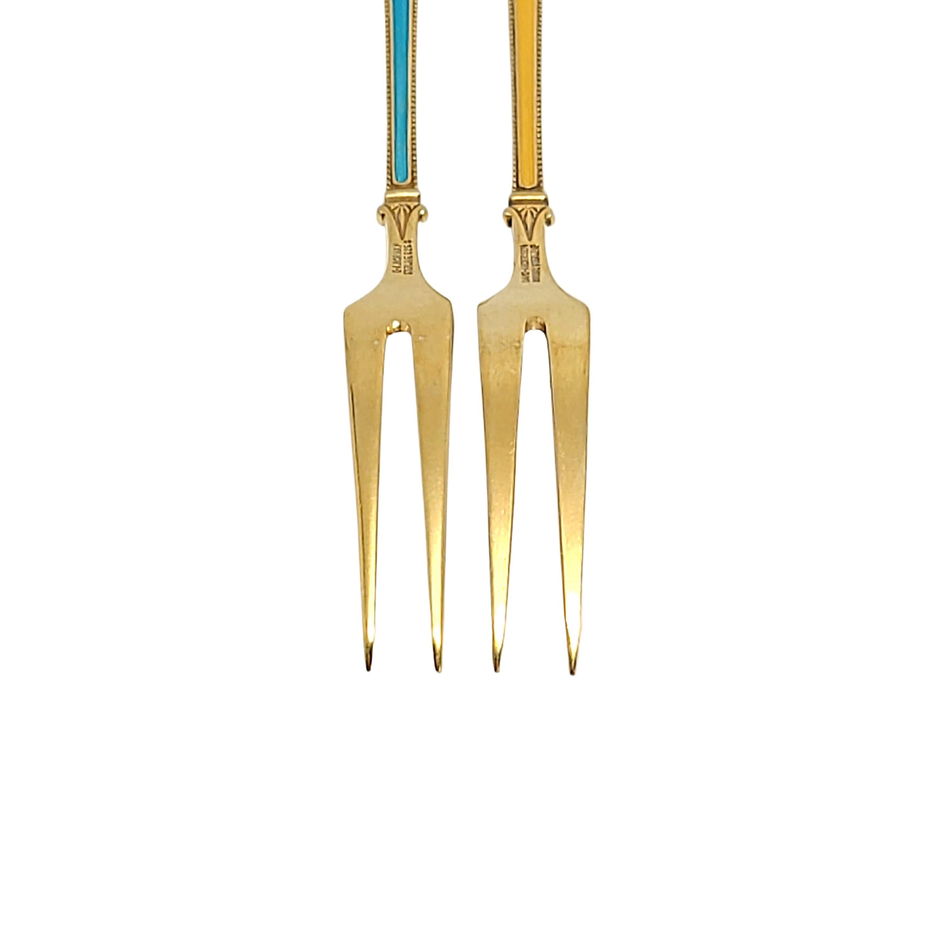 Women's or Men's Pair of David Andersen Norway Gold Plate over Sterling Silver Cocktail Forks For Sale
