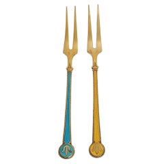 Pair of David Andersen Norway Gold Plate over Sterling Silver Cocktail Forks