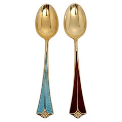 Pair of David Andersen Norway Gold Gilt Over Sterling Silver Demitasse Spoons