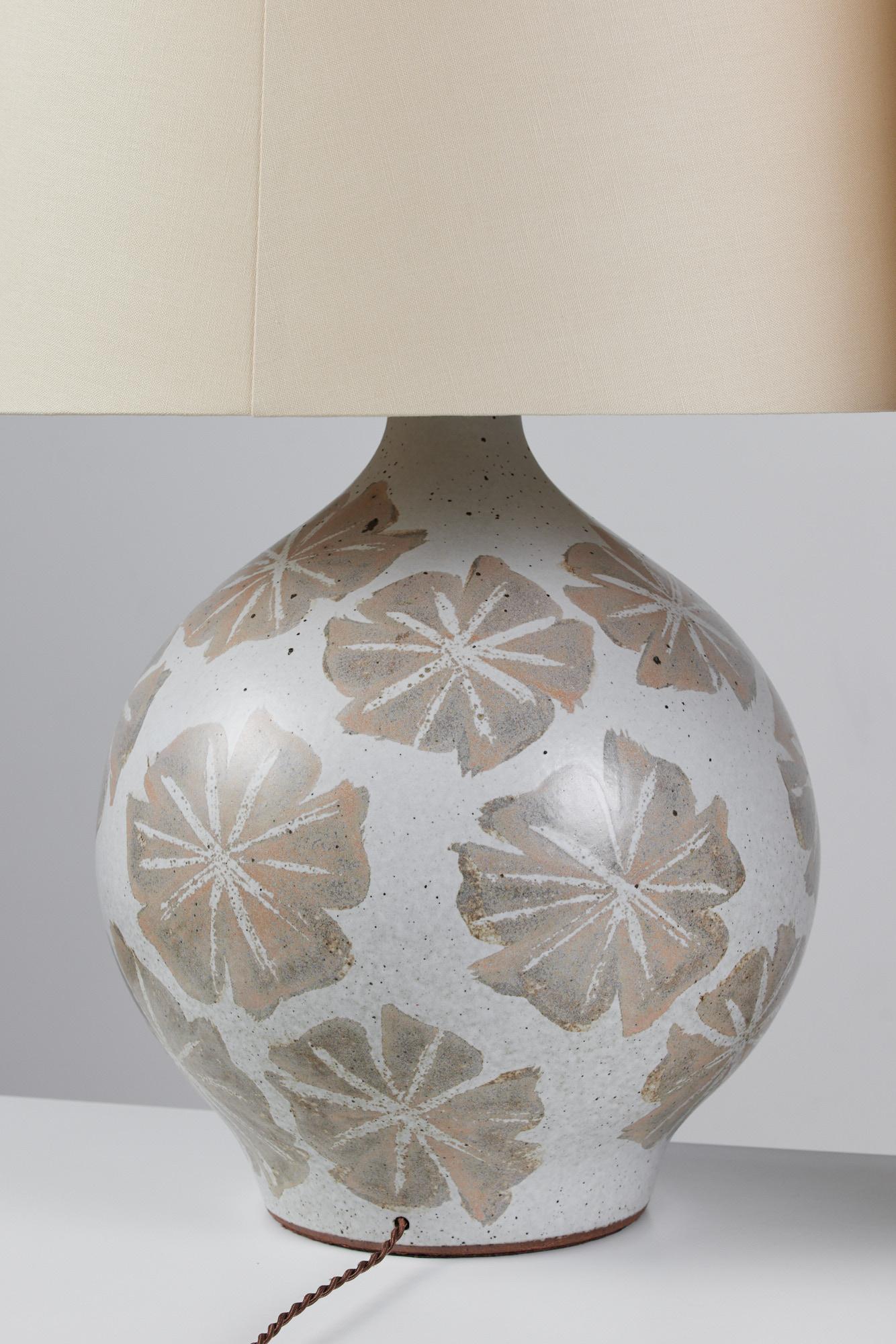 Clay Pair of David Cressey Floral Ceramic Glazed Lamps