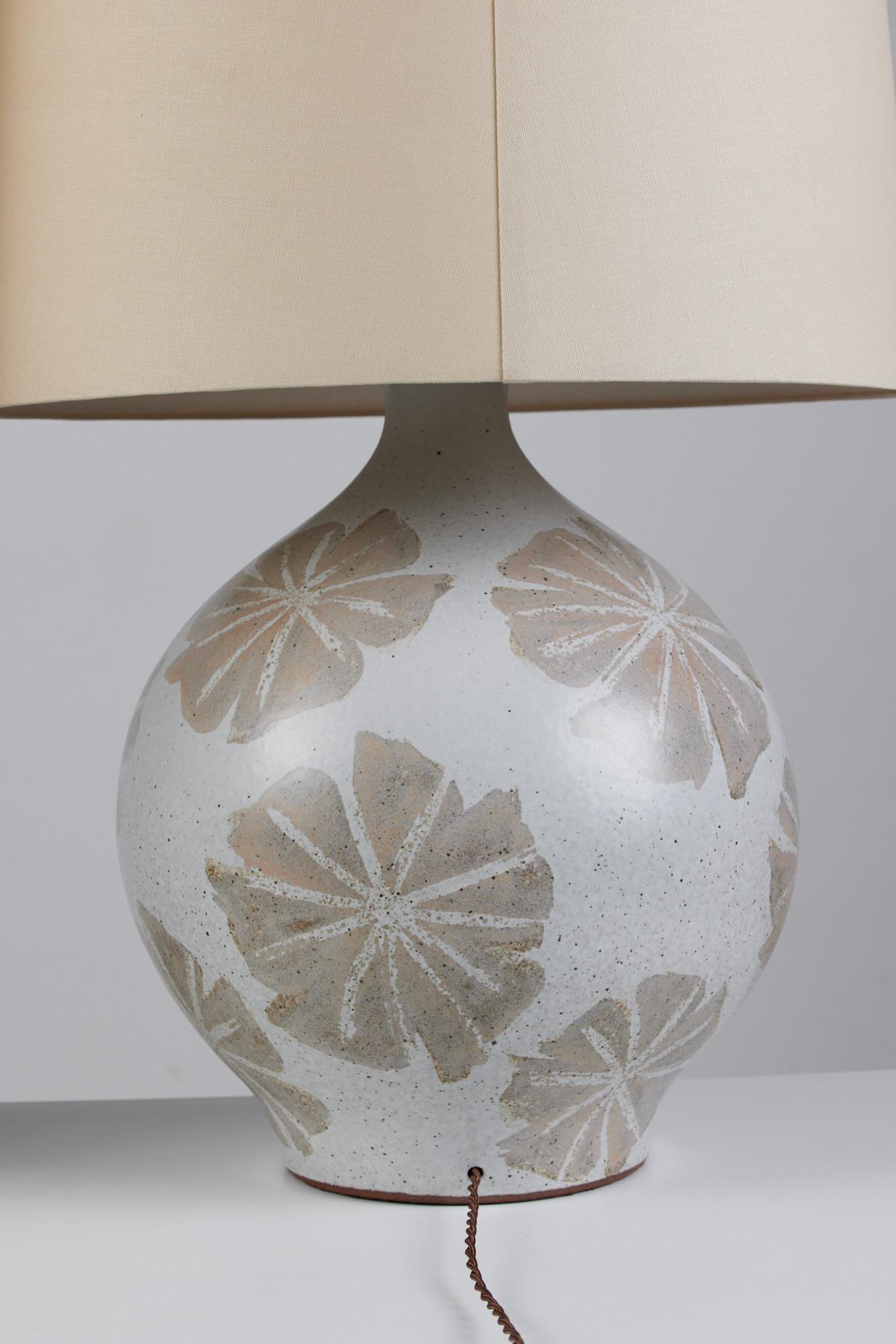 Pair of David Cressey Floral Ceramic Glazed Lamps 1