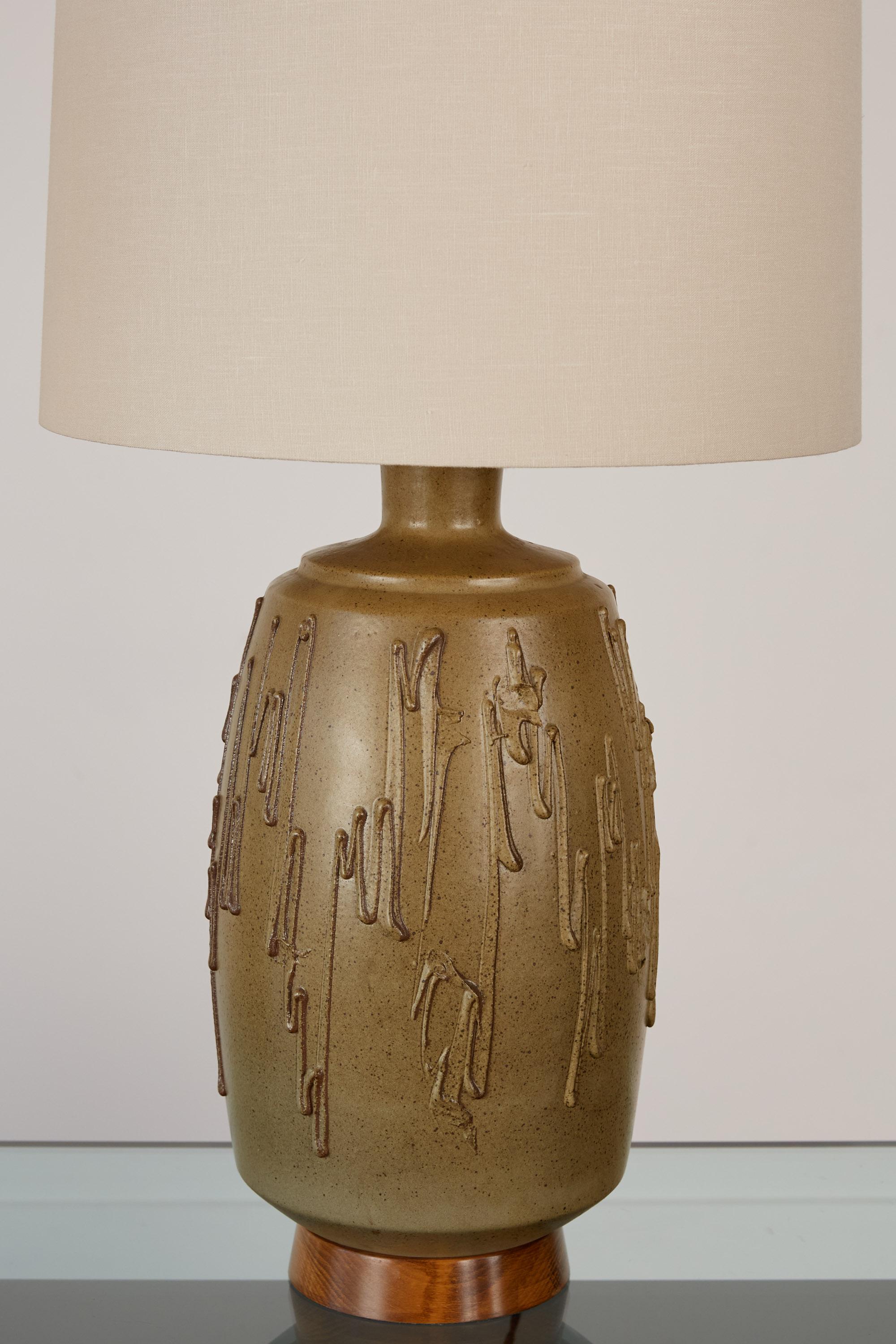 Pair of David Cressey Stoneware Lamps In Excellent Condition For Sale In Los Angeles, CA