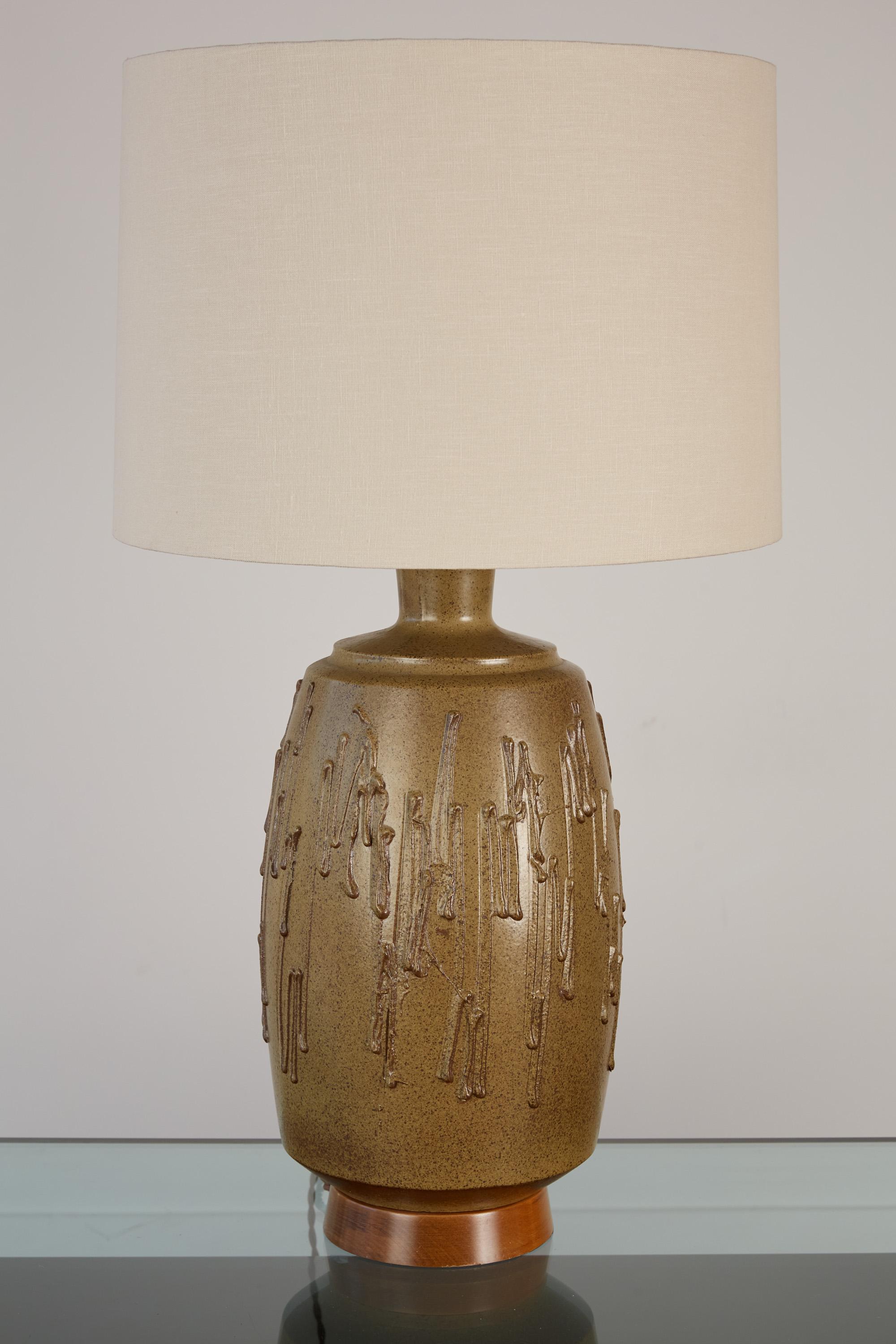 Mid-20th Century Pair of David Cressey Stoneware Lamps For Sale