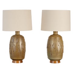 Retro Pair of David Cressey Stoneware Lamps