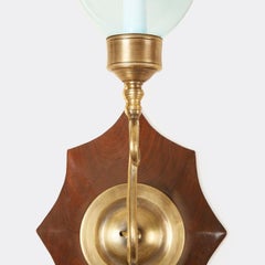 Pair of David Duncan Studio Boissy Sconces with Blue Hurricane Shades