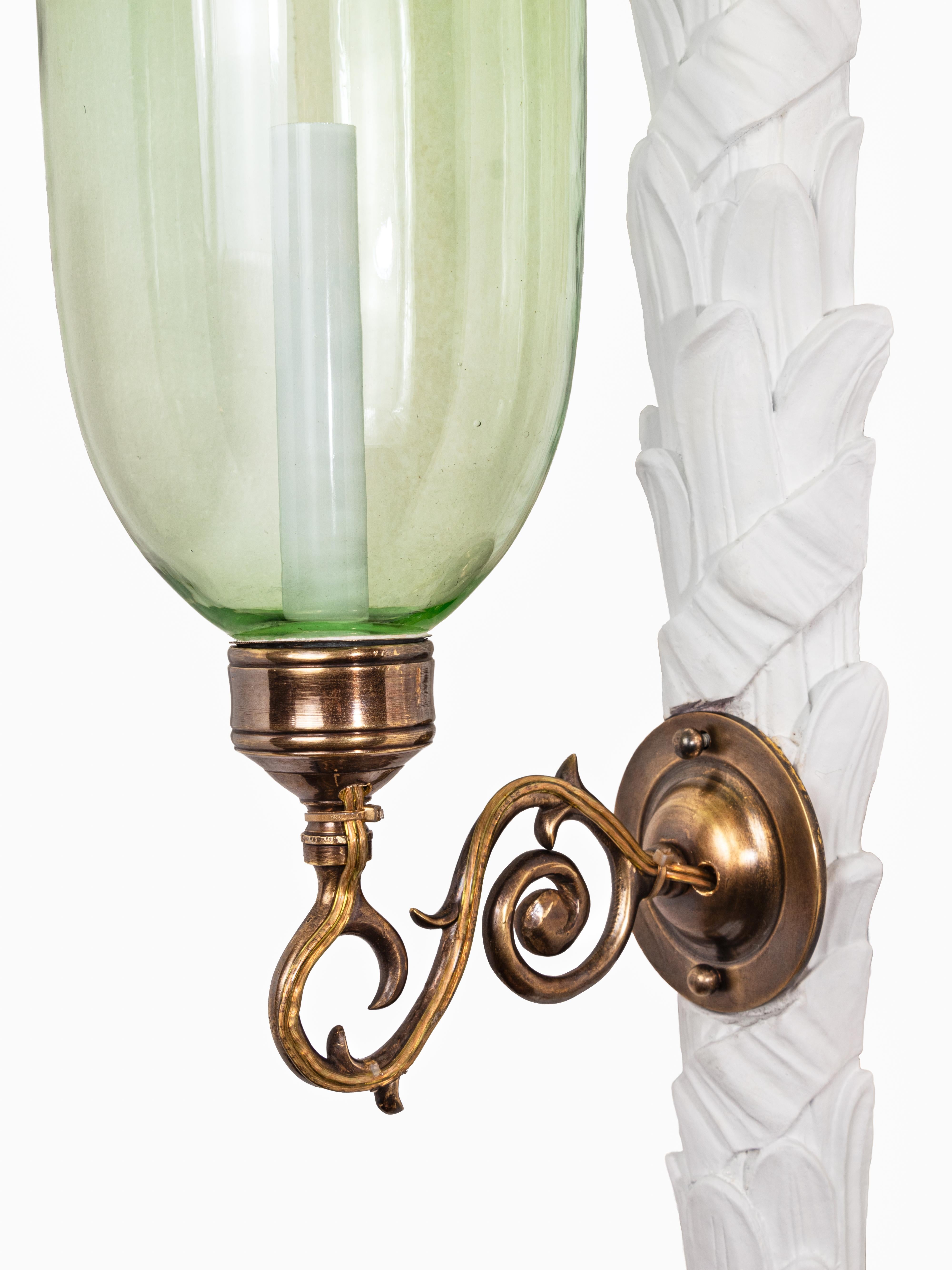 American Pair of David Duncan Studio Palm Branch Sconces For Sale