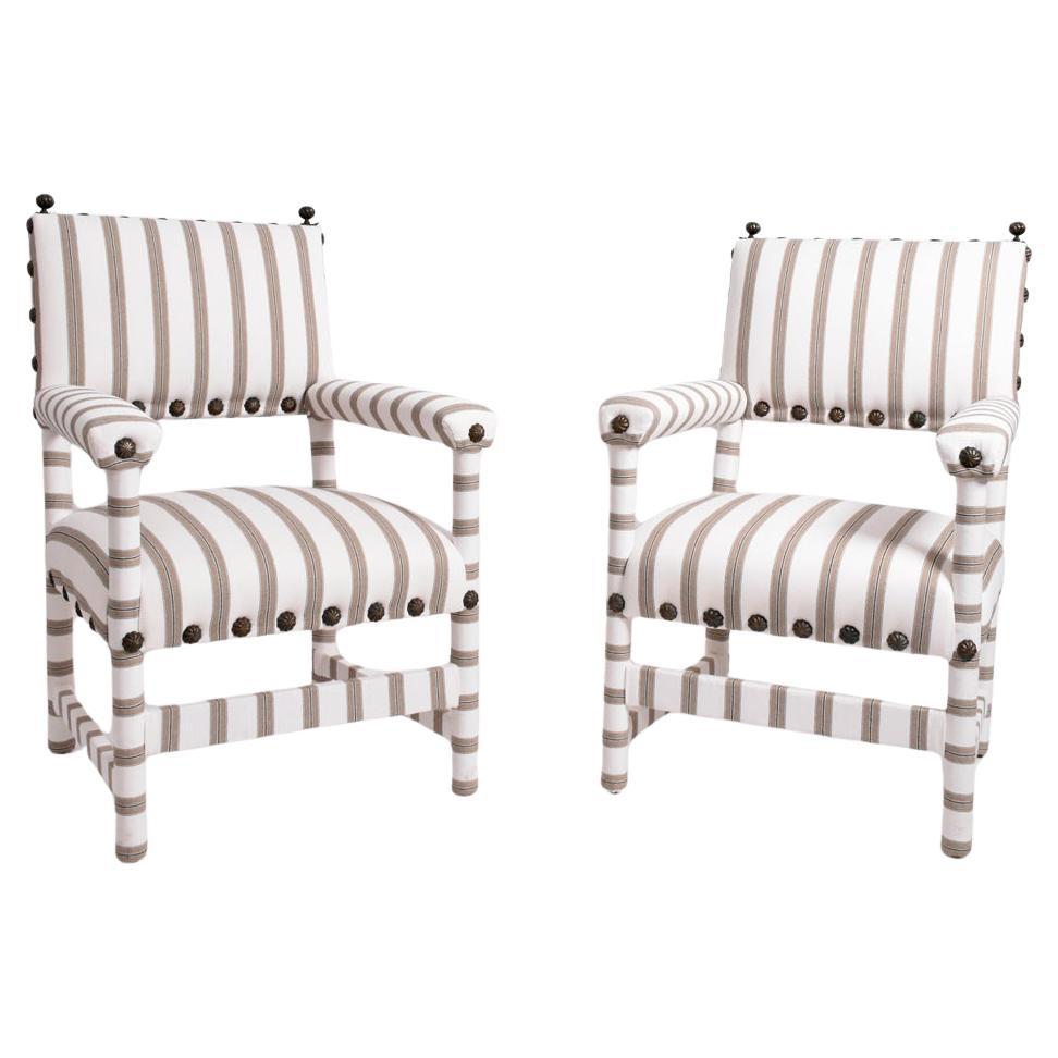 Pair of David Hicks style armchairs, 1940s