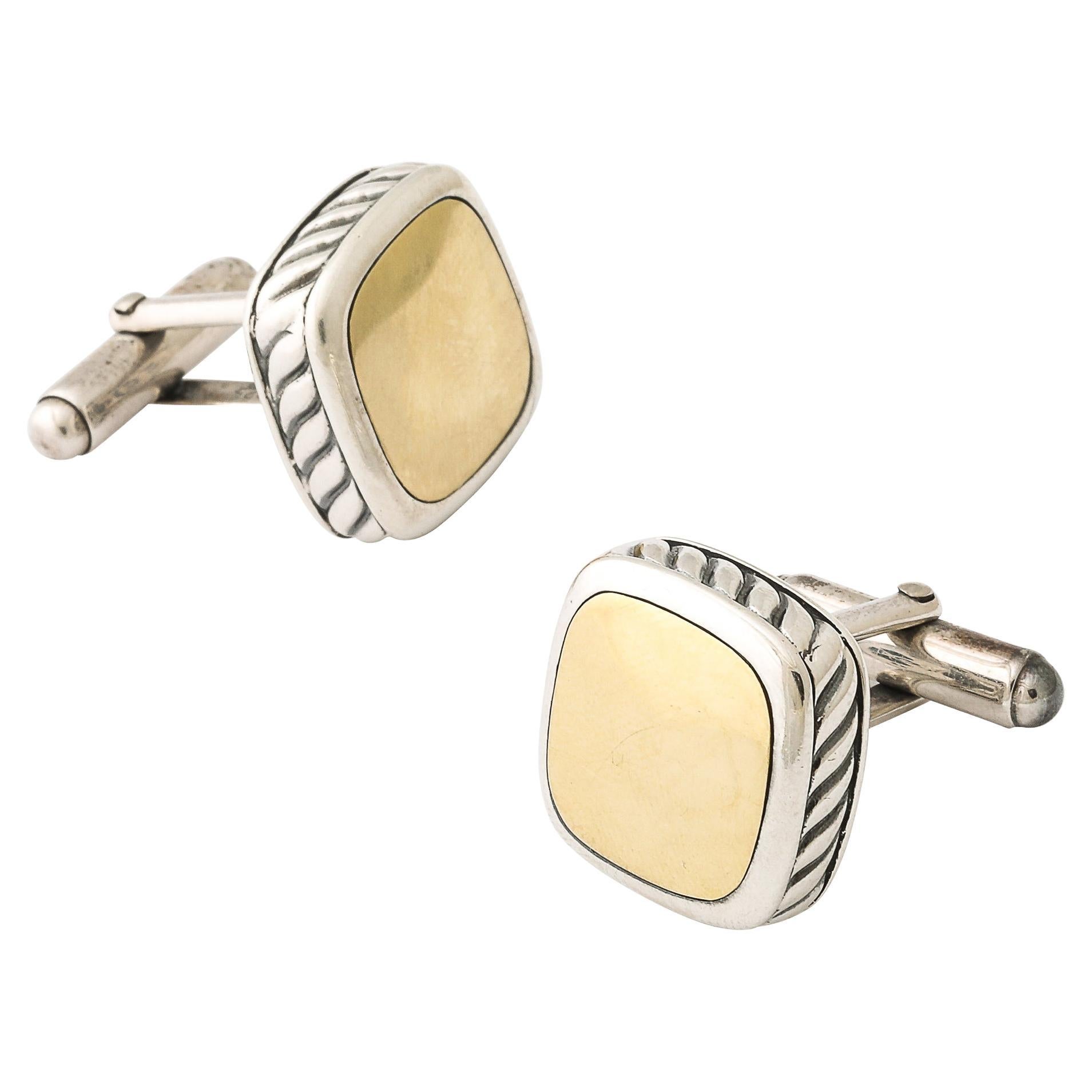 Coppia di gemelli David Yurman in argento 925 e oro giallo 18k