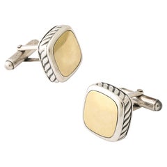Paire de boutons de manchette David Yurman en argent sterling et or jaune 18 carats Paire de boutons de manchette David Yurman en argent sterling et or jaune 18 carats
