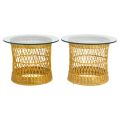 Used Pair of Davis Allen Round End Tables by McGuire