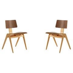 Pair of Daystak Side Chairs - Beech & Walnut - by Robin Day for &Tradition