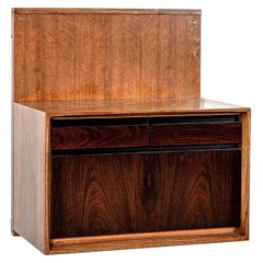 Pair of De Coene Wall-Mounted Bedside Tables in Walnut and Rosewood