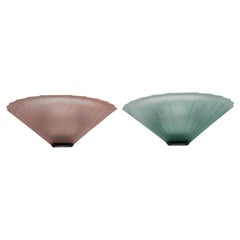 Pair of De Majo sconces in thick pink and green murano glass. Italy 1980s