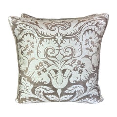 Pair of De Medici Patterned Cream 
Silvery Gold Fortuny Pillows