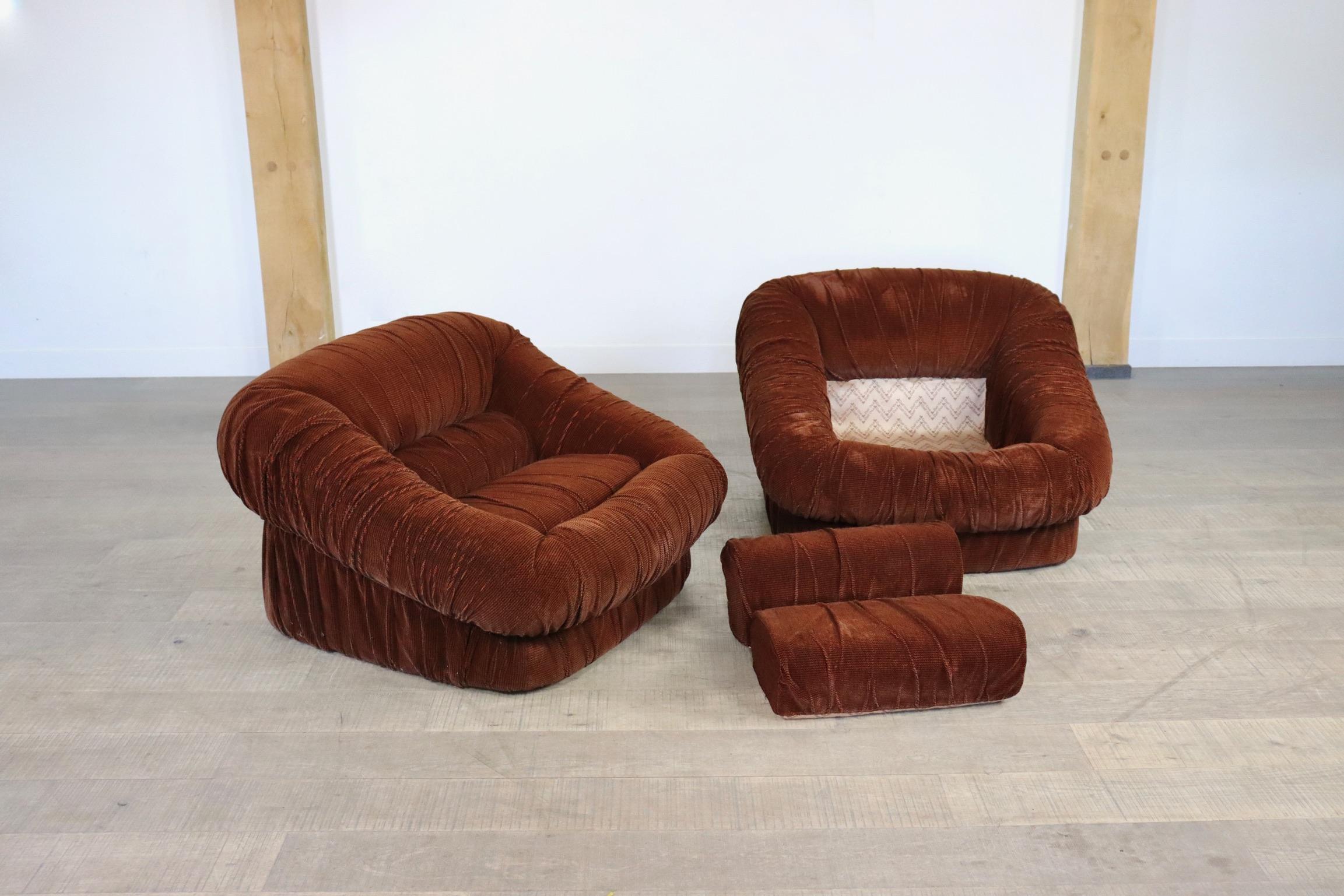 Pair of De Pas D’Urbino Lomazzi Dall Oca Lounge Chairs, Italy, 1975 7