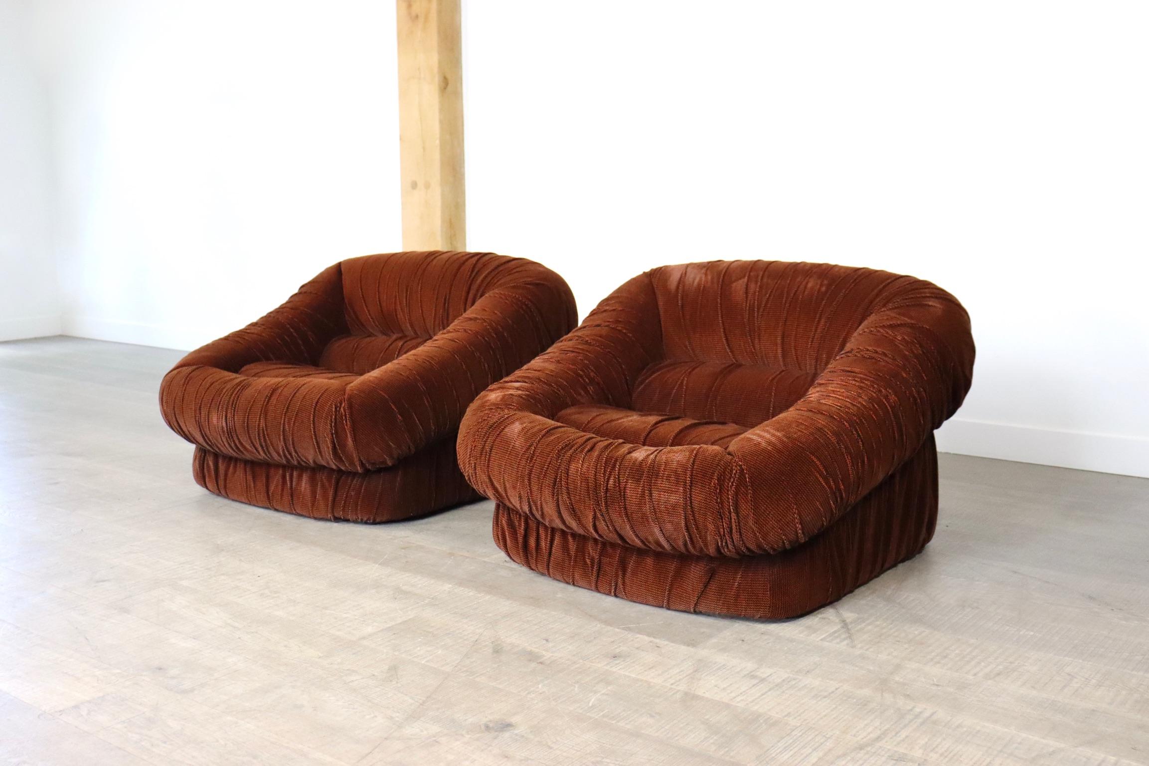 Pair of De Pas D’Urbino Lomazzi Dall Oca Lounge Chairs, Italy, 1975 1