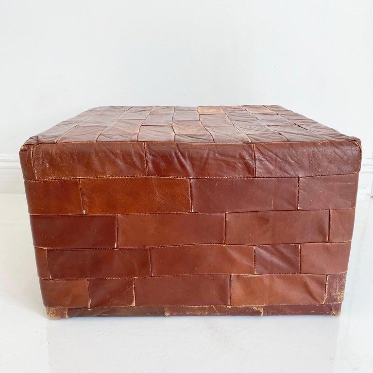 Pair of De Sede Brown Patchwork Leather Ottomans For Sale 7