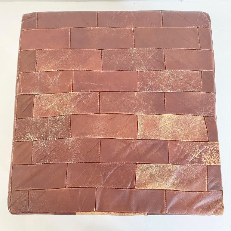 Pair of De Sede Brown Patchwork Leather Ottomans For Sale 10