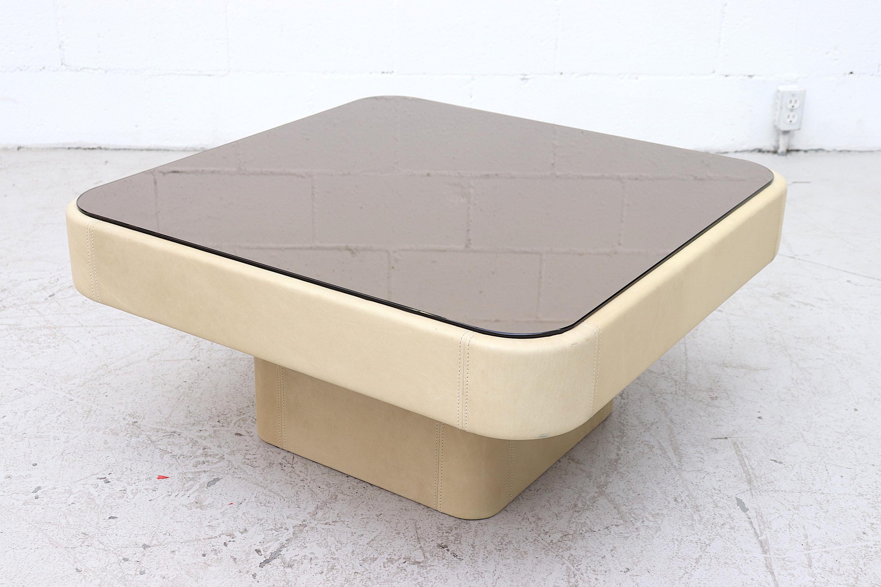 Late 20th Century Pair of De Sede Crème Leather Coffee Tables