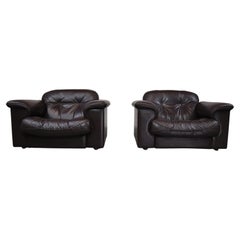 Pair of De Sede DS-101 leather lounge chairs