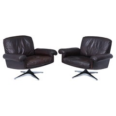 Pair of De Sede DS-31 Swivel Armchairs in Leather, Switzerland, c.1970s