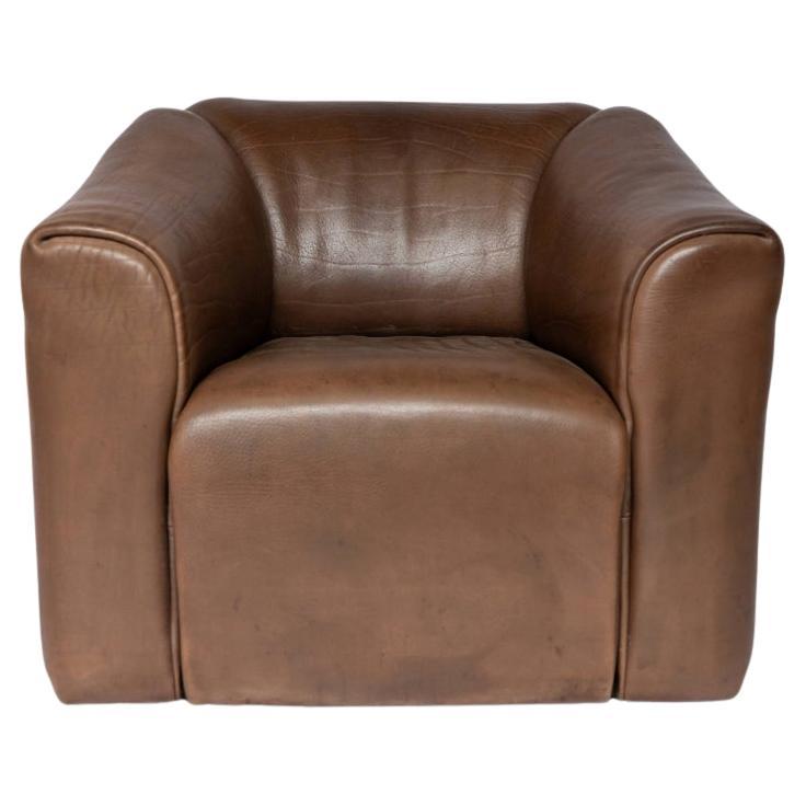 Pair of De Sede DS 47 Brown Leather Armchairs