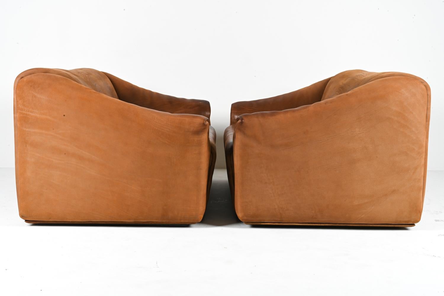 Pair of De Sede DS-47 Two-Seat Sofas in Nubuck Leather, c. 1970's For Sale 8