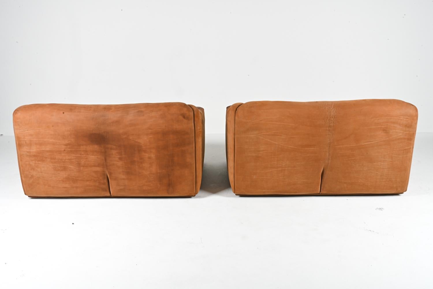 Pair of De Sede DS-47 Two-Seat Sofas in Nubuck Leather, c. 1970's For Sale 9