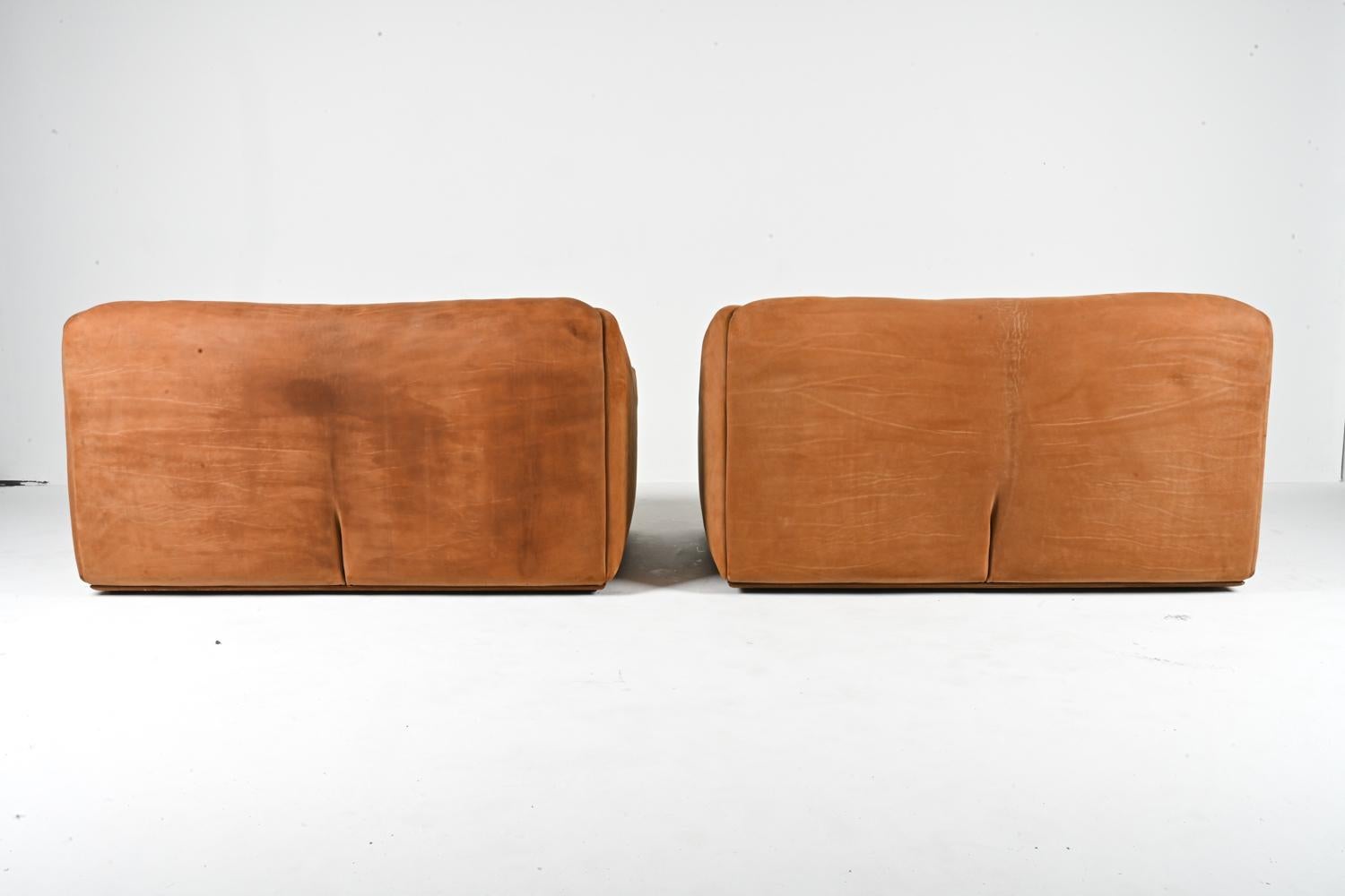 Pair of De Sede DS-47 Two-Seat Sofas in Nubuck Leather, c. 1970's For Sale 10